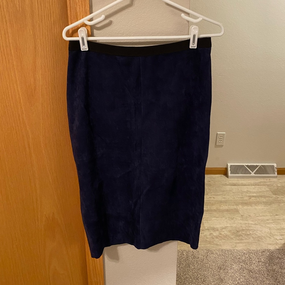 Womens dark blue velvet pencil skirt